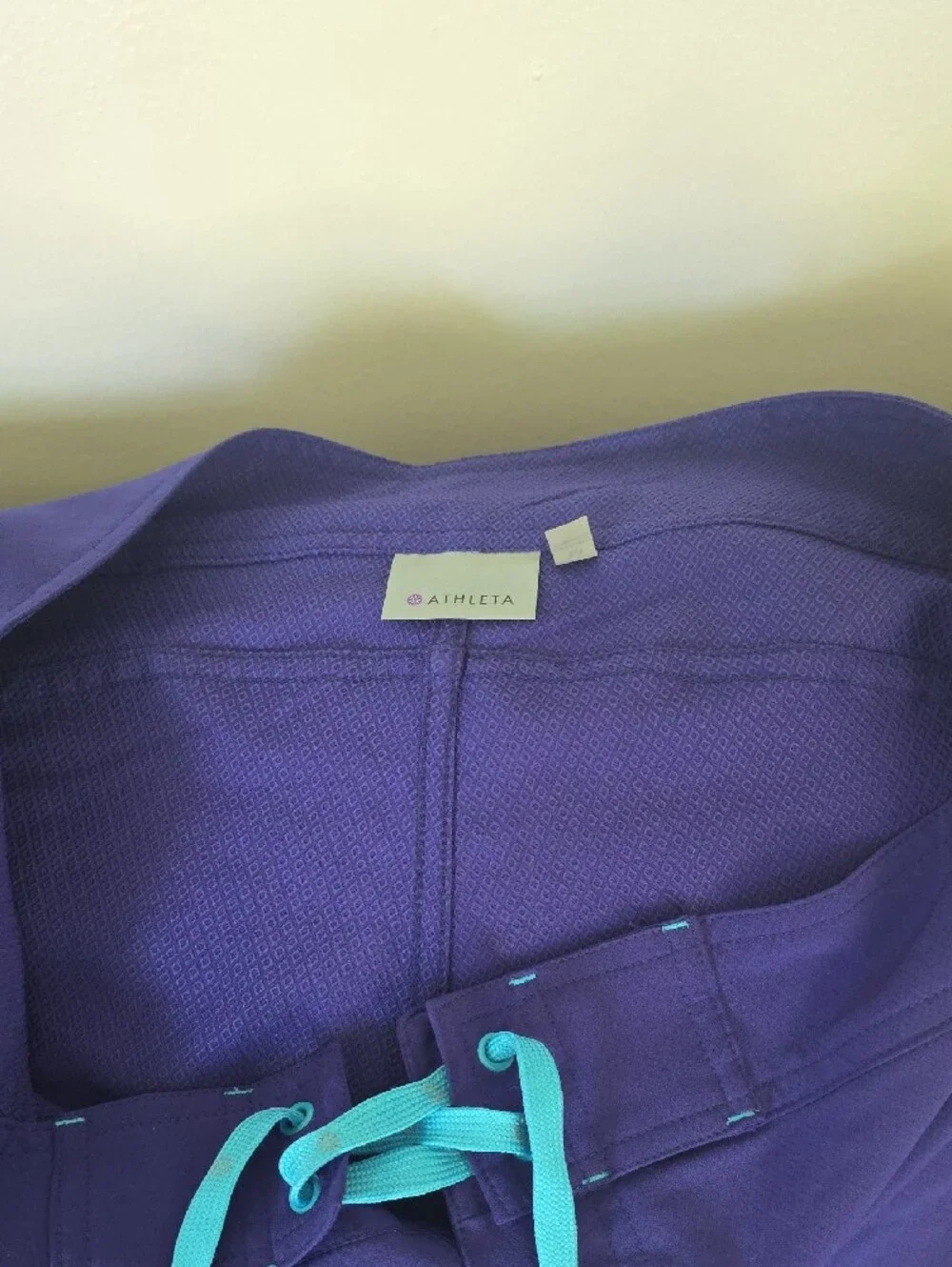 Womans Purple Swim Shorts with Aqua Drawstring